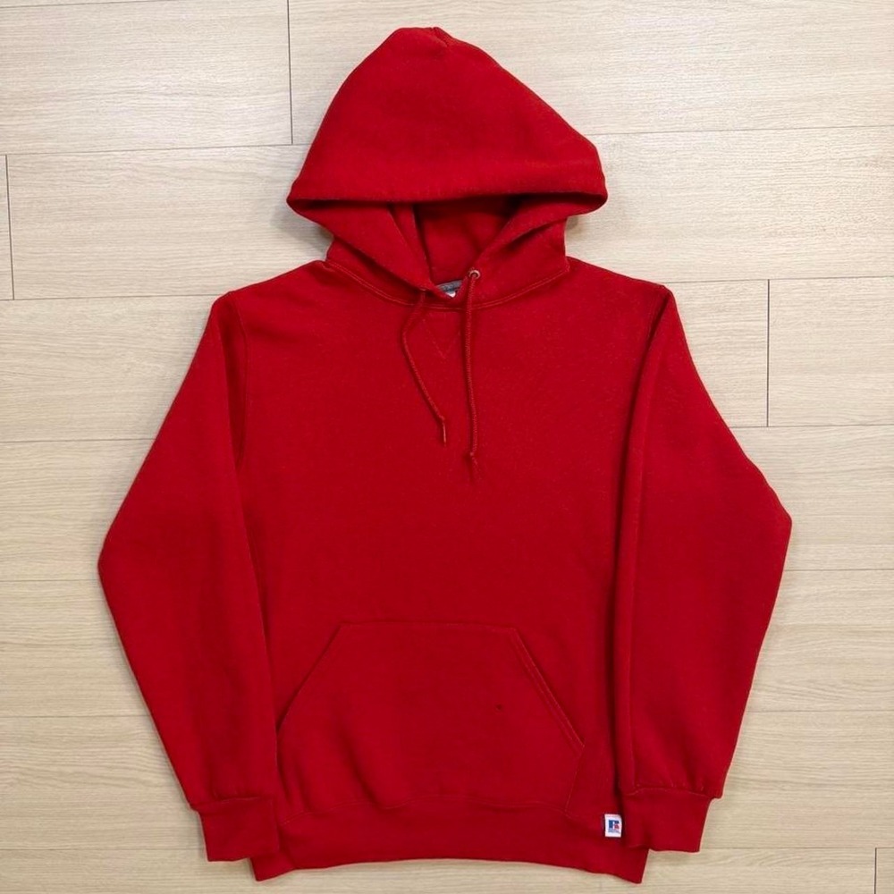 Y2K Russell Athletics Blank Red Hoodie Mens Size Medium Basics